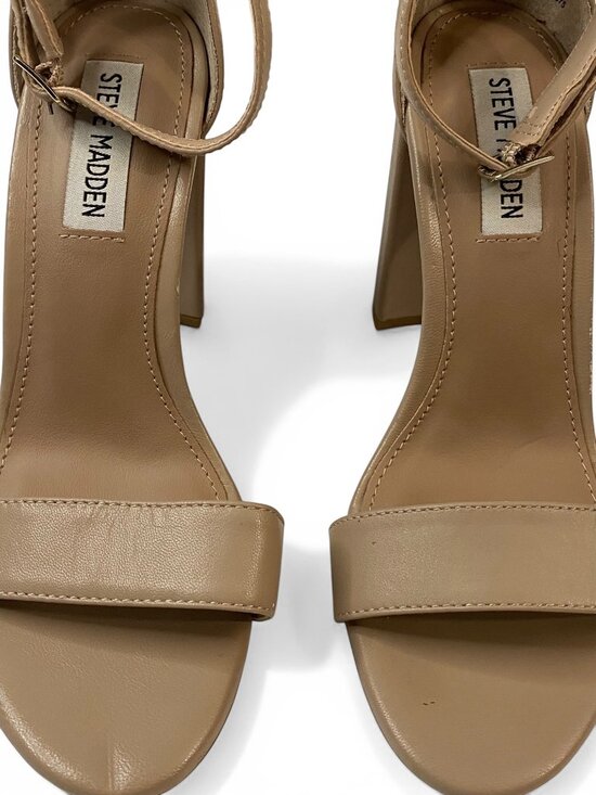 Steve Madden Carrson Heels Beige Ankle Strap Block Heel Womens 6.5M - Picture 9 of 13